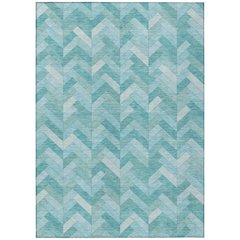 Machine Washable Indoor/Outdoor Chantille ACN2297 Teal 8' x 10' Rug