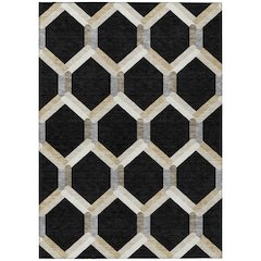 Machine Washable Indoor/Outdoor Chantille ACN2343 Black 8' x 10' Rug