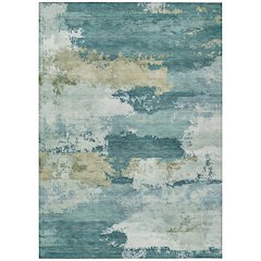 Machine Washable Indoor/Outdoor Chantille ACN2372 Teal 8' x 10' Rug