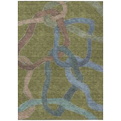 Machine Washable Indoor/Outdoor Chantille ACN2394 Green 8' x 10' Rug