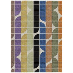 Machine Washable Indoor/Outdoor Chantille ACN2418 Blue 8' x 10' Rug