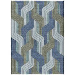 Machine Washable Indoor/Outdoor Chantille ACN2422 Blue 8' x 10' Rug