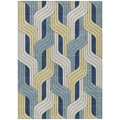 Machine Washable Indoor/Outdoor Chantille ACN2422 Teal 8' x 10' Rug