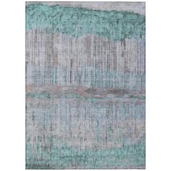 Machine Washable Indoor/Outdoor Chantille ACN2428 Teal 8' x 10' Rug