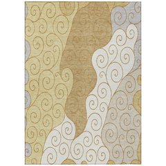 Machine Washable Indoor/Outdoor Chantille ACN2464 Gold 8' x 10' Rug