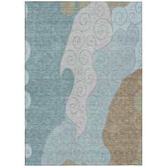 Machine Washable Indoor/Outdoor Chantille ACN2464 Teal 8' x 10' Rug