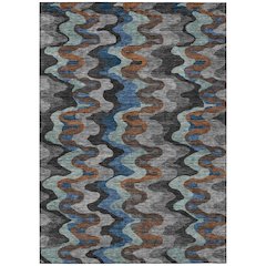 Machine Washable Indoor/Outdoor Chantille ACN2481 Black 8' x 10' Rug