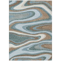 Machine Washable Indoor/Outdoor Chantille ACN2494 Teal 8' x 10' Rug