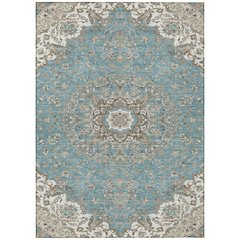 Machine Washable Indoor/Outdoor Chantille ACN2495 Teal 8' x 10' Rug