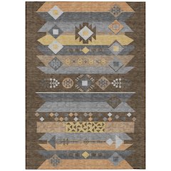 Machine Washable Indoor/Outdoor Chantille ACN2499 Brown 8' x 10' Rug