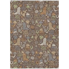 Machine Washable Indoor/Outdoor Chantille ACN2512 Brown 8' x 10' Rug