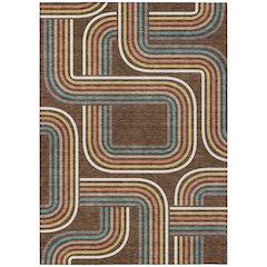 Machine Washable Indoor/Outdoor Chantille ACN2535 Brown 8' x 10' Rug