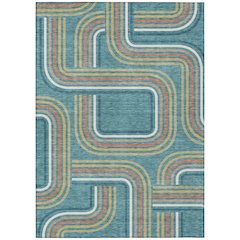 Machine Washable Indoor/Outdoor Chantille ACN2535 Teal 8' x 10' Rug
