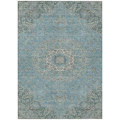 Machine Washable Indoor/Outdoor Chantille ACN2543 Teal 8' x 10' Rug