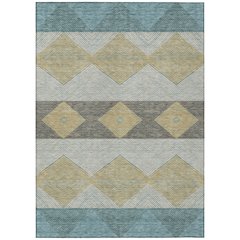 Machine Washable Indoor/Outdoor Chantille ACN2545 Teal 8' x 10' Rug