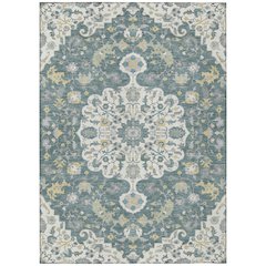 Machine Washable Indoor/Outdoor Chantille ACN2564 Teal 8' x 10' Rug