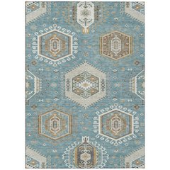 Machine Washable Indoor/Outdoor Chantille ACN2574 Teal 8' x 10' Rug