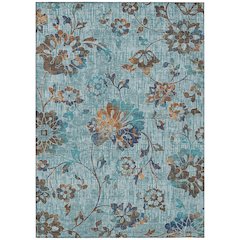 Machine Washable Indoor/Outdoor Chantille ACN2616 Teal 8' x 10' Rug