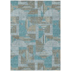 Machine Washable Indoor/Outdoor Chantille ACN2700 Teal 8' x 10' Rug