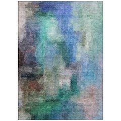 Machine Washable Indoor/Outdoor Chantille ACN2738 Teal 9' x 12' Rug