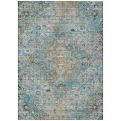 Machine Washable Indoor/Outdoor Chantille ACN2782 Teal 9' x 12' Rug