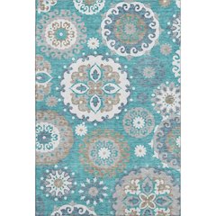 Premium Machine Washable Mayfield AMF763 Teal 8' x 10' Rug