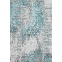Premium Machine Washable Mayfield AMF773 Teal 8' x 10' Rug