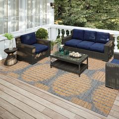 Yuma Gilded Contemporary Circles 5' x 7'6" Area Rug Gilded AYU43