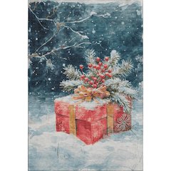 Luxury Washable Indoor/Outdoor Merry & Bright Blue 8' x 10' Rug