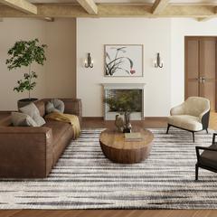 Waverly Beige Contemporary Striped 5' x 7'6" Area Rug Beige AWA31
