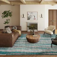 Waverly Peacock Contemporary Striped 5' x 7'6" Area Rug Peacock AWA31