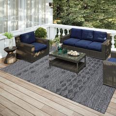 Yuma Gray Transitional Southwest 5' x 7'6" Area Rug Gray AYU31