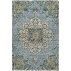 Indoor/Outdoor Silk Road Aqua 6'6" x 9'6" Rug