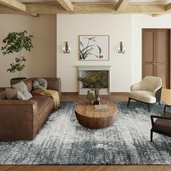 Rylee Black Transitional Abstract 5' x 7'6" Area Rug Black ARY31