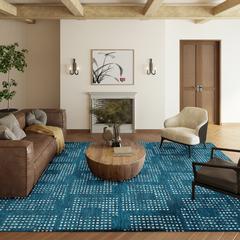 Eleanor Blue Contemporary Geometric 5' x 7'6" Area Rug Blue AER31