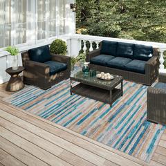 Yuma Blue Transitional Striped 5' x 7'6" Area Rug Blue AYU38
