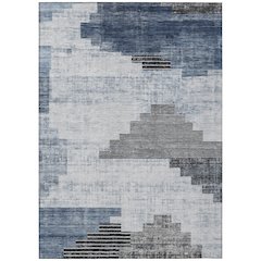 Machine Washable Indoor/Outdoor Chantille Blue 9' x 12' Rug