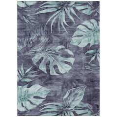Machine Washable Indoor/Outdoor Chantille Blue 9' x 12' Rug