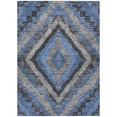 Machine Washable Indoor/Outdoor Chantille Blue 9' x 12' Rug