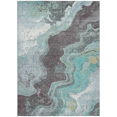 Machine Washable Indoor/Outdoor Chantille Teal 9' x 12' Rug