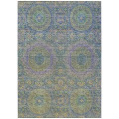 Machine Washable Indoor/Outdoor Chantille Blue 9' x 12' Rug