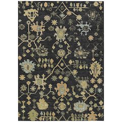 Machine Washable Indoor/Outdoor Chantille Black 9' x 12' Rug