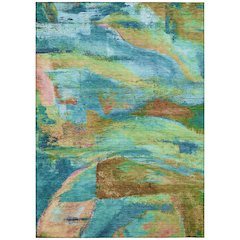 Machine Washable Indoor/Outdoor Chantille ACN2040 Teal 9' x 12' Rug