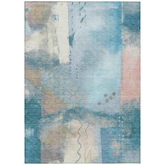 Machine Washable Indoor/Outdoor Chantille ACN2127 Teal 9' x 12' Rug