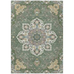 Machine Washable Indoor/Outdoor Chantille ACN2194 Green 9' x 12' Rug