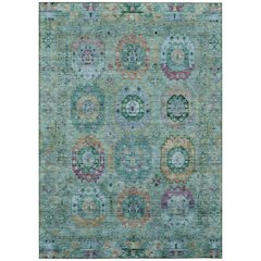 Machine Washable Indoor/Outdoor Chantille ACN2228 Teal 9' x 12' Rug
