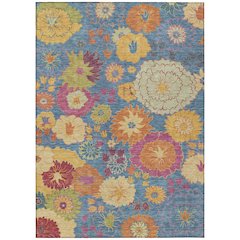 Machine Washable Indoor/Outdoor Chantille ACN2293 Blue 9' x 12' Rug