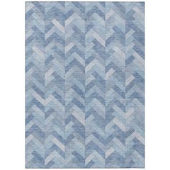 Machine Washable Indoor/Outdoor Chantille ACN2297 Blue 9' x 12' Rug