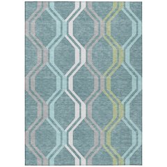 Machine Washable Indoor/Outdoor Chantille ACN2326 Teal 9' x 12' Rug