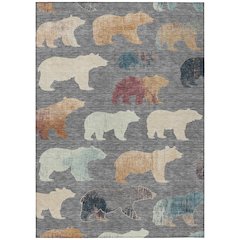 Machine Washable Indoor/Outdoor Chantille ACN2338 Gray 9' x 12' Rug